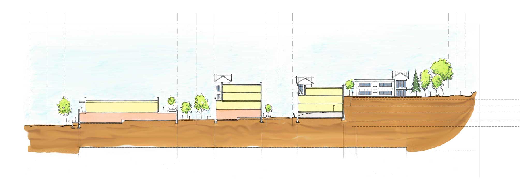 A hand drawing of the site's relationship to the built environment - using a site's existing topography as a design function is a sustainable design approach in brownfield redevelopment - In urban planning, brownfield land is any previously developed land that is not currently in use that may be potentially contaminated. The term is also used to describe land previously used for industrial or commercial purposes with known or suspected pollution including soil contamination due to hazardous waste.