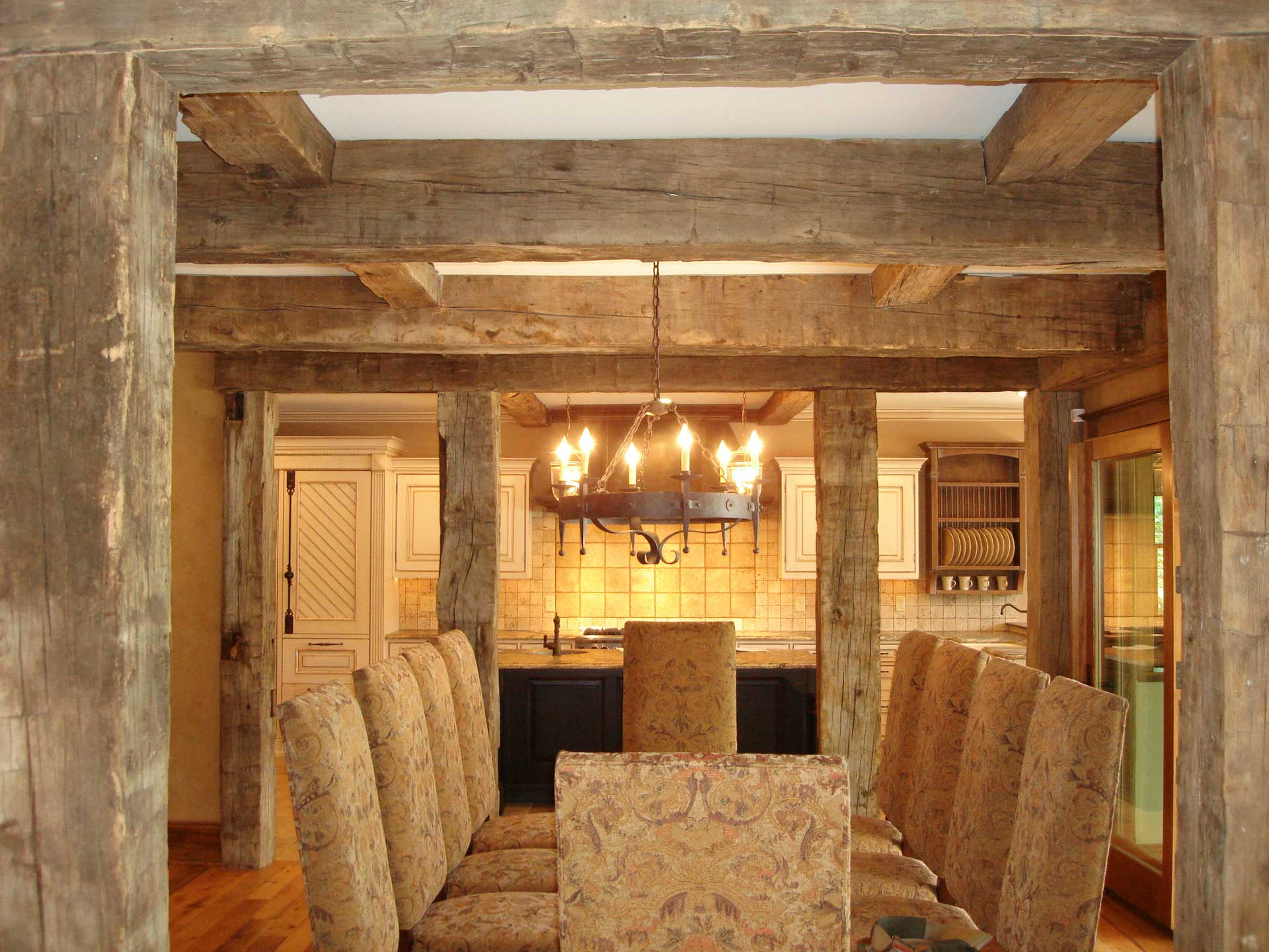 Photo of Brauner project, Interior dining space with exposed wooden beams