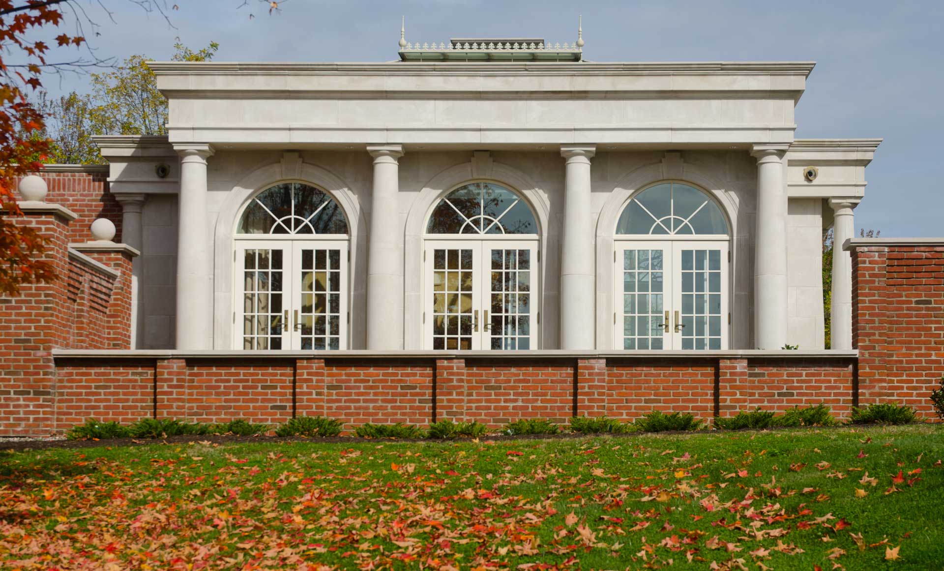 Photo of orangery project, arched glass doorways