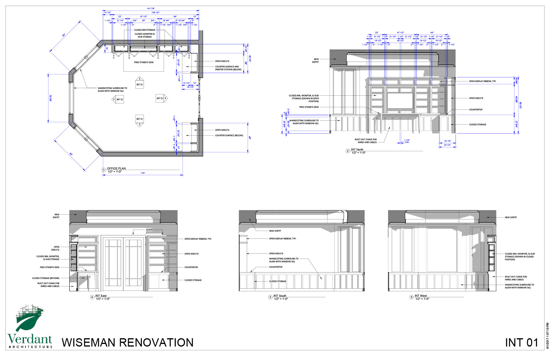 Technical drawings of renovation project.