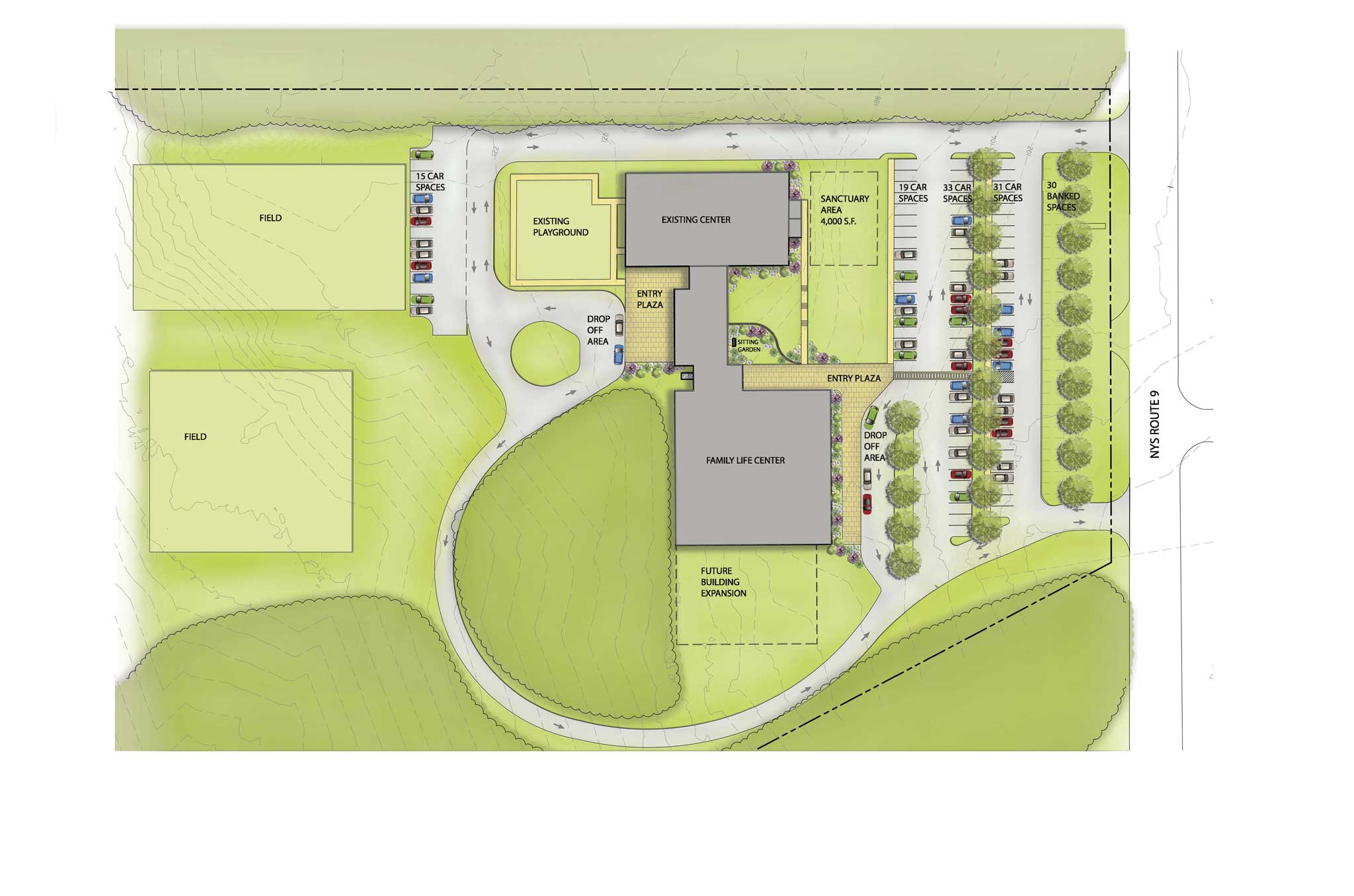 Technical rendering of Wilton Baptist Church Aerial view